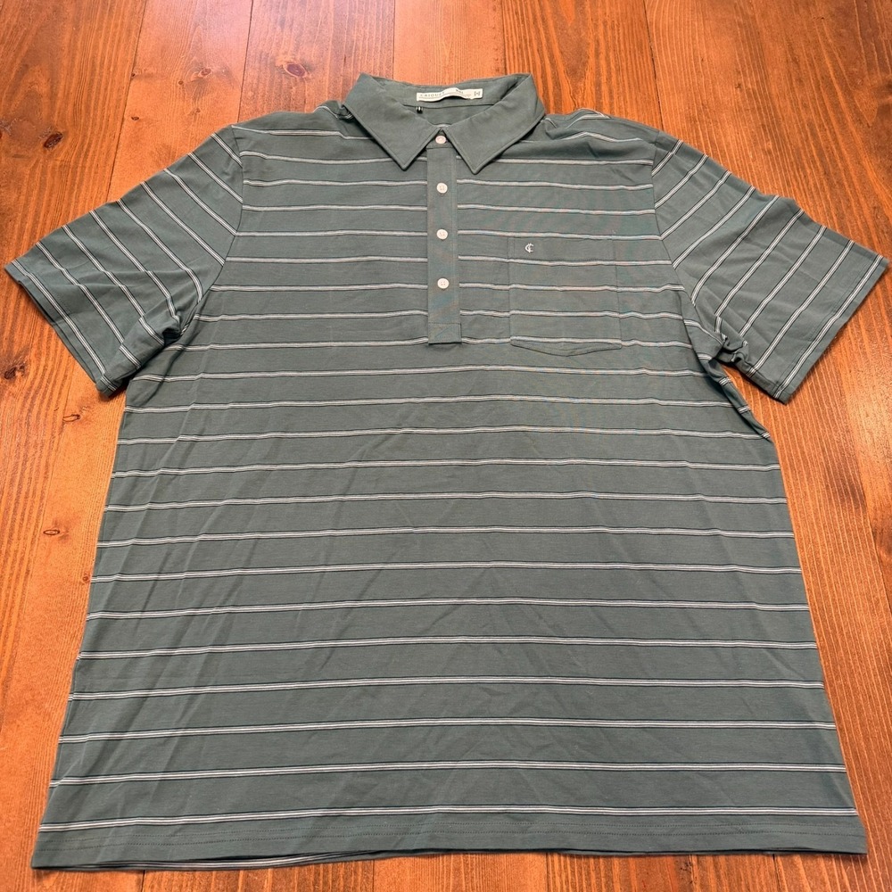 Criquet Polo Shirt Mens 2XL Green Chest Pocket Golf Performance Short Sleeve